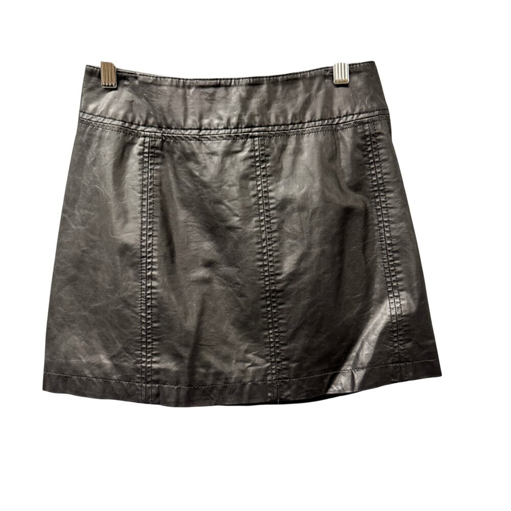 Free People Skirt Womens 0 (26x14.5 ACTUAL) Black Faux Leather Mini Moto Lined